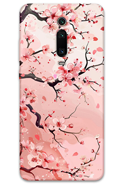 Gramaphone Xiaomi Mi 9T Uyumlu Çiçek Desenli Telefon Kılıfı + Ekran Koruyucu - 5805