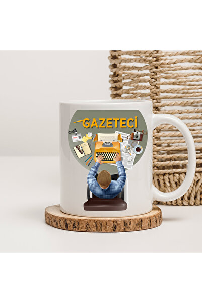 Er-Se Tasarım Journalist Mug, Special Design Mug for Newspapers, Gift for Dad, Gift for Mom to Friend G01