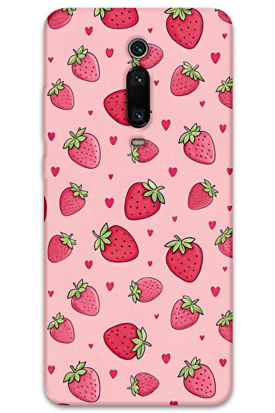 Gramaphone Xiaomi Mi 9T Uyumlu Çilek Desenli Telefon Kılıfı + Ekran Koruyucu ...