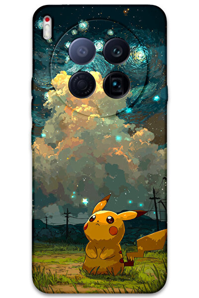Gramaphone Tecno Camon 40 Premier 5G Uyumlu Pikacu Desenli Telefon Kılıfı + Ekran Koruyucu - 5940
