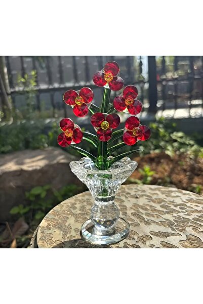 Minihobiev Cam kristal 6li çiçek vazo(17 cm ) , el yapımı cam tasarım ,vitrin...