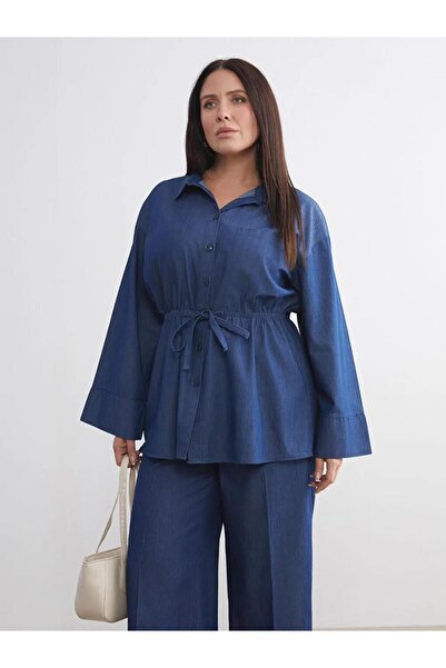 LC Waikiki Indigo Beli Tie-Up Women's Jean Shirt (W5)