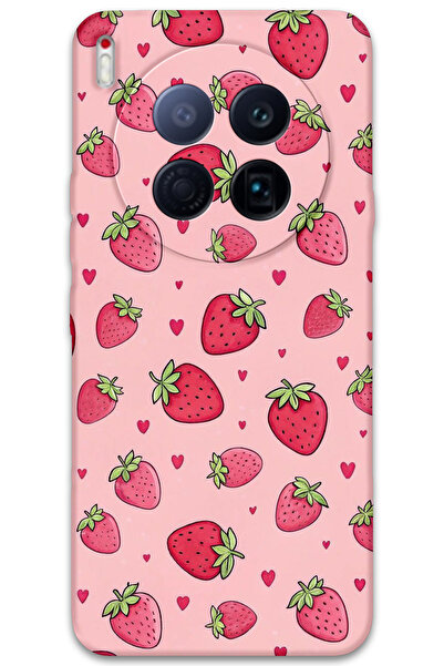 Gramaphone Tecno Camon 40 Premier 5G Uyumlu Çilek Desenli Telefon Kılıfı + Ek...