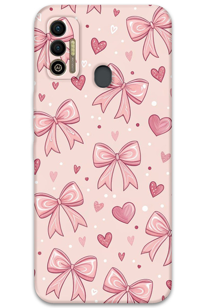 Gramaphone Tecno Spark 7T Uyumlu Kurdele Desenli Telefon Kılıfı + Ekran Koruy...