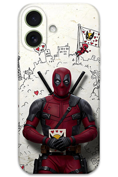Gramaphone iPhone 16 Plus Uyumlu Deadpool Desenli Telefon Kılıfı + Ekran Koru...