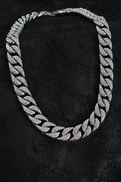 Skygo Brass Zircon Stone Cuba Gourmet Model Silver Color Men's Necklace - Tj-Erk1404