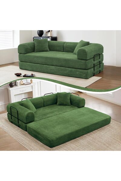 puffiber Yataklı Çekyat,Katlanabilir Yataklı Kanepe,Oturma Odası,L şeklinde Kolçaklı Kanepe 90x200 cm