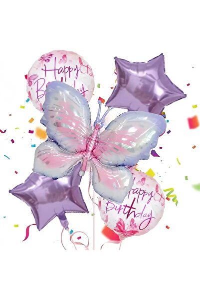 DÜVENCİ TİCARET 5 li kelebek yıldız folyo balon set