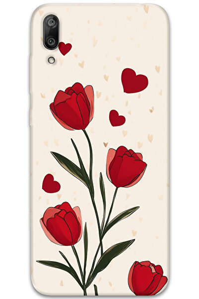 Gramaphone Huawei Y7 Prime 2019 Uyumlu Çiçek Desenli Telefon Kılıfı + Ekran Koruyucu - 5789