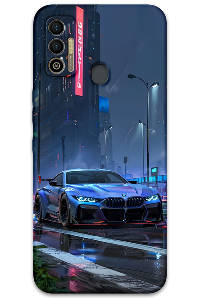 Gramaphone Tecno Spark 7t Compatible Car Patterned Phone Case + Screen Protec...