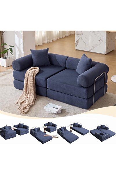 puffiber Kadife Modüler Kanepe Yatak,Modern Tarzda Dönüştürülebilir,Montaj Gerektirmez 90x200 cm