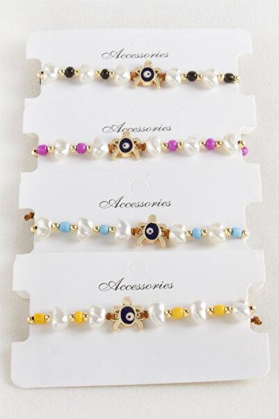 nolva سوار من الخرز على شكل سلحفاة مصنوع من خيط المكرامية اللؤلؤي