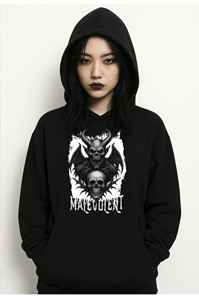 Korefanzin Κορεάτικο fanzin γοτθικό μεταλλικό στυλ Sinister με τύπωμα Νέα τάση στη σεζόν Unisex Μαύρο μπλουζάκι με κουκούλα