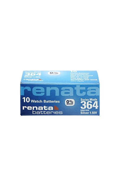 RENATA 364 Watch Battery (SR621SW), Silver Oxide 1.55V Battery, Pack of 10 Ba...