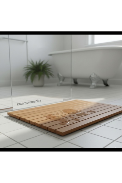Bathroommanisa Banyo kaydırmaz taban ahşap katlanır duş paspas