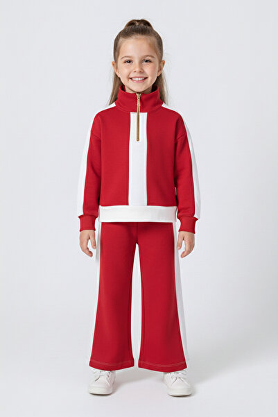 Minika Kız Çocuk ikili Takım – Fermuarlı Üst ve Geniş Paça Alt, Rahat ve Şık Model