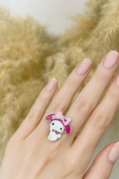 Herşey Nota خاتم ماي ميلودي الوردي اللطيف - رمز الفرح والصداقة والأناقة الجميلة