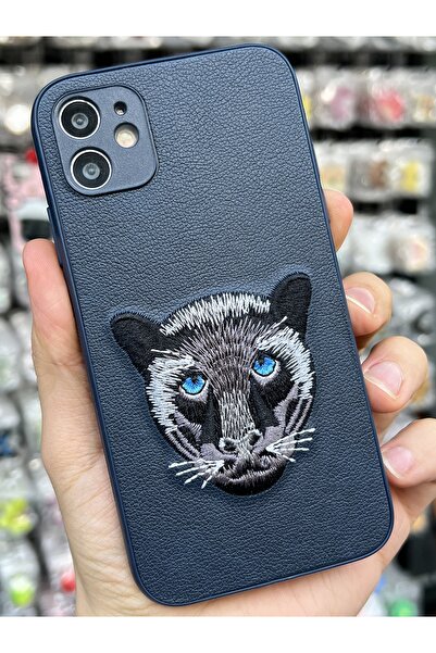 EDELFU iPhone 11 UYUMLU - Deri Kaplama Kumaş Kabartma Tasarımlı Yanları Yumuş...