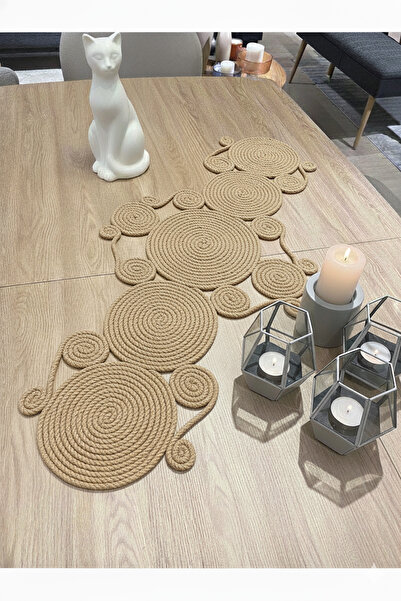 BHR Creative مفرش طاولة منسوج يدويًا من الجوت الطبيعي من سلسلة SKY، مقاس 45×9...