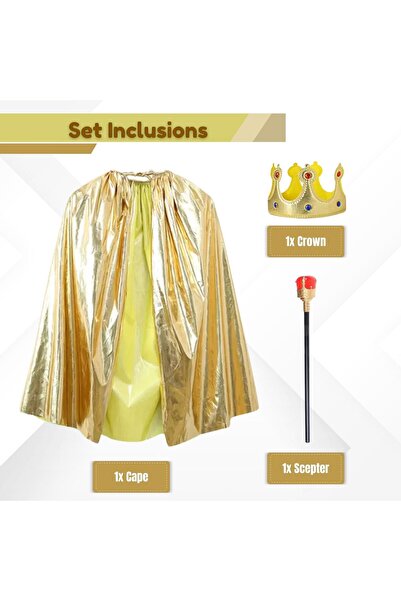 Oxygen Plus Costum de Rege/Regină Regal pentru copii – Set Coroană și Pelerin...