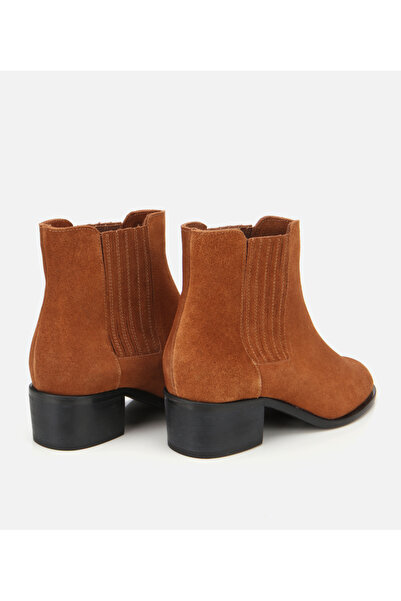 Hotiç Kadın Süet Deri Taba Lastik Detaylı Bilekte Düz Bot