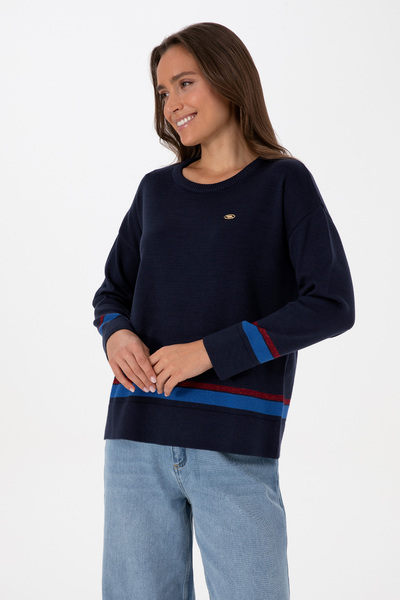 U.S. Polo Assn. Kadın Lacivert Bisiklet Yaka Kazak 50314598-VR033