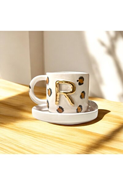 Deniz Kızı Seramik Letter R Handmade Ceramic Cup