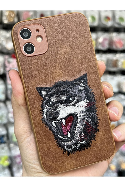 EDELFU iPhone 11 UYUMLU - Deri Kaplama Kumaş Kabartma Tasarımlı Yanları Yumuş...