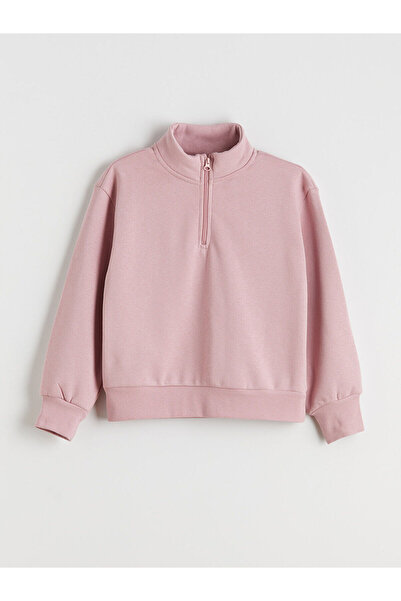 LC Waikiki Alita City Lcw Kids Pink High Collar Girls' Sweatshirt with a Diff...