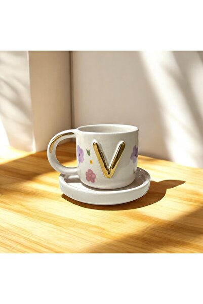Deniz Kızı Seramik Letter V Handmade Ceramic Cup