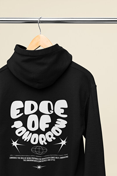 MAGORS هودي مطبوع عليه عبارة EDGE OF TOMORROW من الخلف، مصنوع من القطن، بأكما...