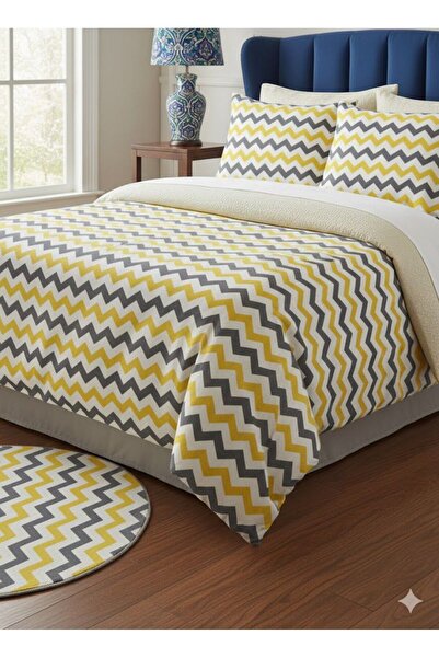 Belsina Home Double | Yellow Zigzag | Duvet Cover & Comforter Cover | 200x220...