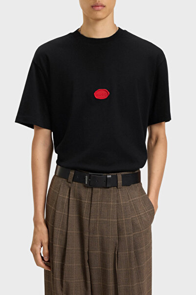 HUGO Logolu Pamuklu Relaxed Fit Bisiklet Yaka T Shirt Erkek T SHİRT 50546716 001