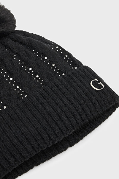 Guess Knitted Taşlı Örgülü Bere AW5385POL01 BERE AW5385 POL01 BLA
