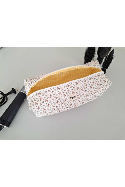 TALL WAY White Crispy Flower XL Size Travel Bag for All Your Hair Styling Tools