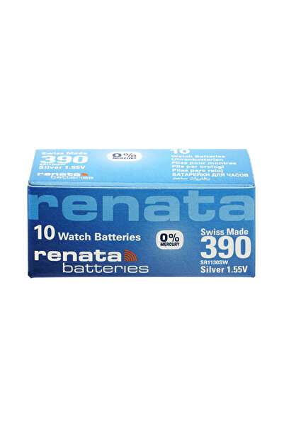 RENATA 390 Watch Battery (SR1130SW), Silver Oxide 1.55V Battery, Pack of 10 B...