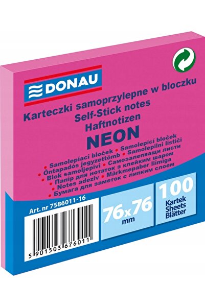 Other Donau Self-Adhesive Notebook 76x76mm /100p/ Neon Pink 7586011-16