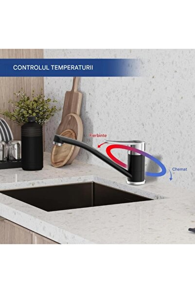 OEM Kitchen sink faucet, single lever, for low pressure, high flow, stainless steel, black, swivel