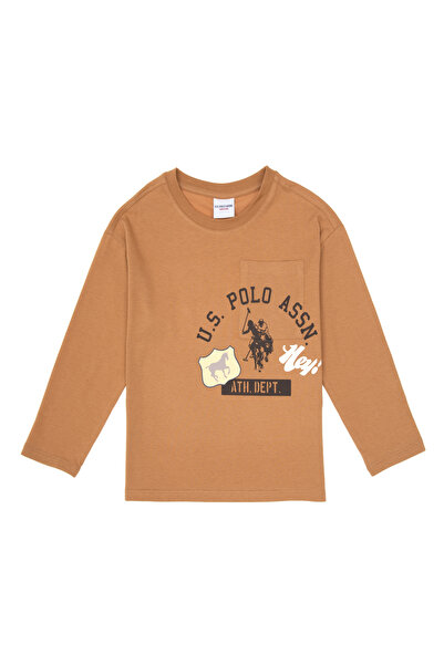 U.S. Polo Assn. Boy's Camel Crew Neck Sweatshirt 50316489-Vr015