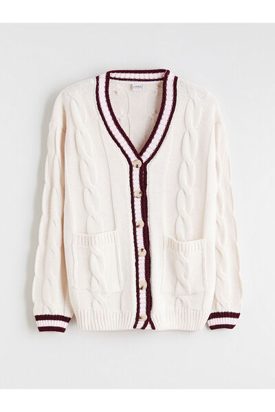 LC Waikiki New Season V-Neck Girl's Knitwear Cardigan