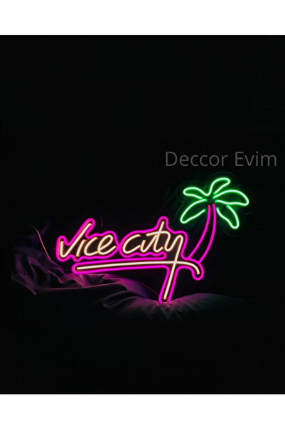 DECCOR EVİM Vice City Neon Led tabela 3