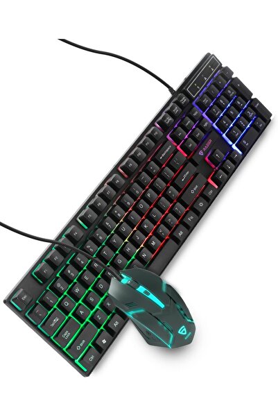 Other مجموعة لوحة المفاتيح والماوس السلكية RAEGR RapidGear X30 - إضاءة خلفية قوس قزح، 1200 نقطة في البوصة، USB، أسود