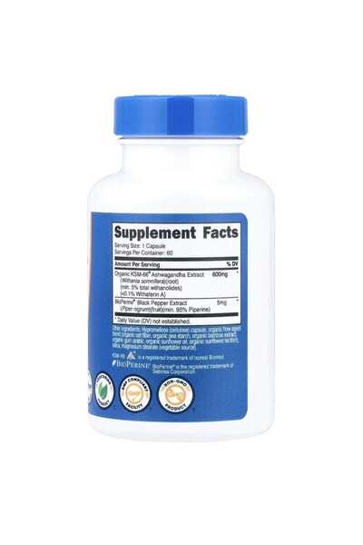 Nutricost ® Strong Focus KSM-66, 600MG Ashwagandha Brain Health Nervous System from Ashwagandha Root Extract, 60 Capsules