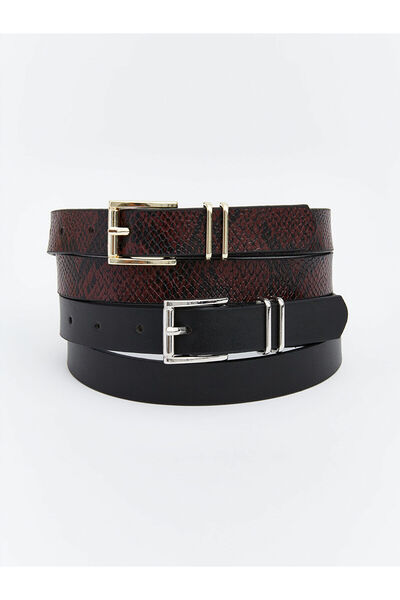 LC Waikiki Deri Görünümlü Kadın Kemer 2'li (W5)