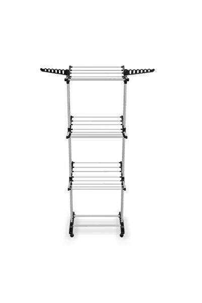Vovikon Tekerlekli 3 Katlı Alüminyum Çamaşır Askısı Kurutmalık