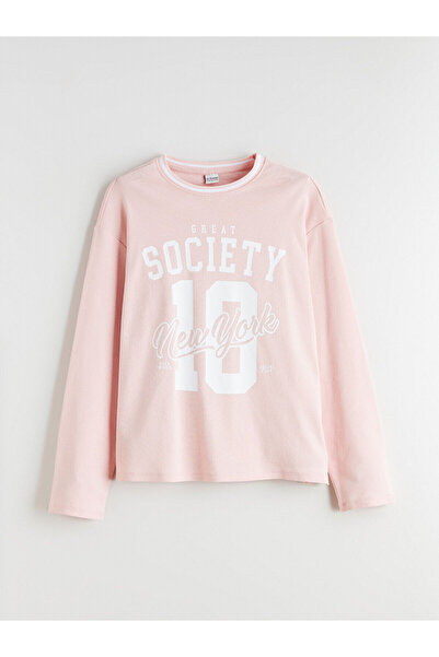 LC Waikiki Κοριτσίστικο μπλουζάκι με στάμπα New York Crew Neck