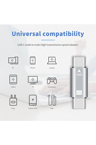 Duttek USB4 to USB-C Male Adapter, 40Gbps, Silver
