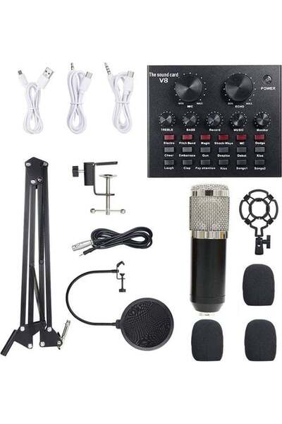 Arabest Professional Condenser Microphone Set, Microphone, English sound card...