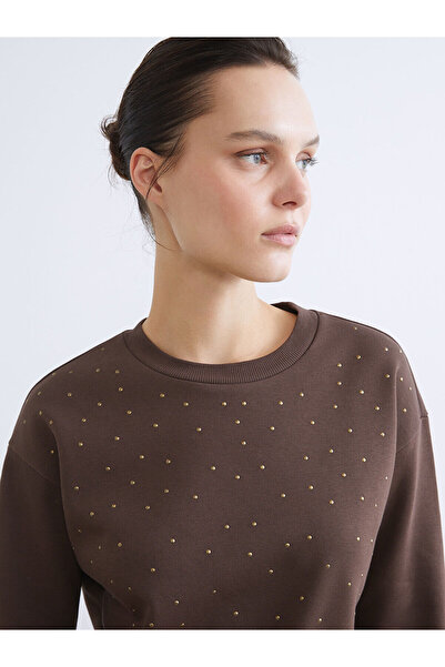 LC Waikiki Γυναικείο χοντρό φούτερ Özmarka New Season Stoned oversized