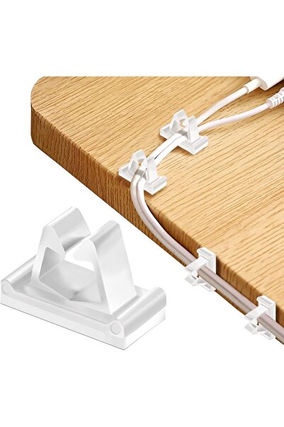 X SPRING Adhesive Cable Clips, 50 Pieces, White
